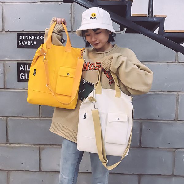 

корейский студент портативный холщовый мешок колледж стиль обучения сумка большой емкости плеча женский класс посланник