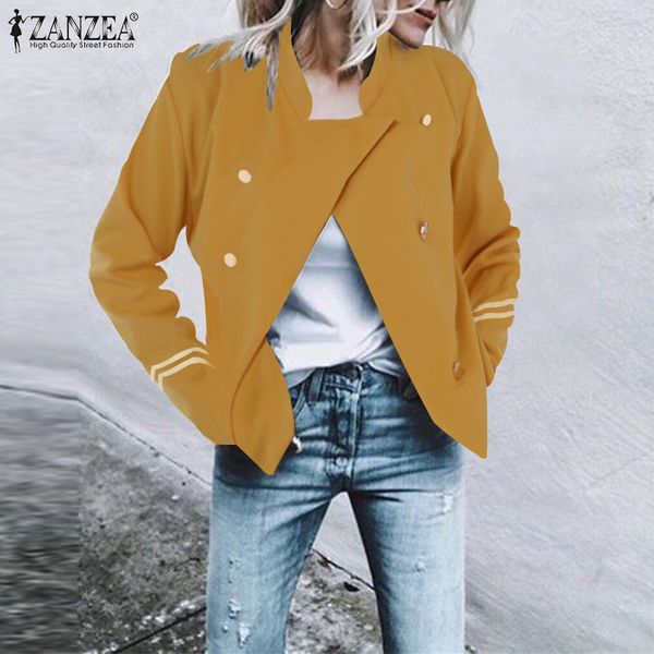 

zanzea women coats autumn jackets 2020 spring casual solid long sleeve coat stand collar jackets thin outwear chaqueta femme, Black;brown