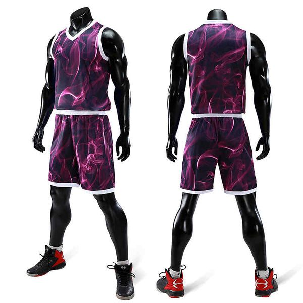

2020 new custom basketball jersey mens embroidery logos 100% stitched basketball sets 105, Black;red