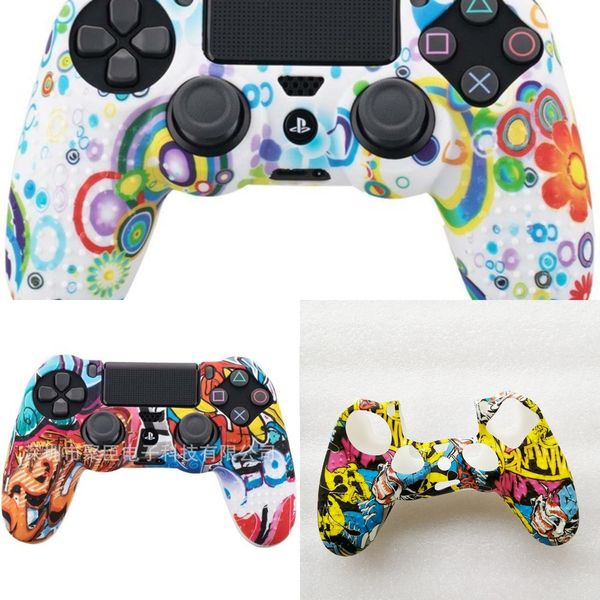 

lnvhm for sony dualshock 4 ps4 pro slim controller silicone camo case protective skin + for stick caps thumb play station 4