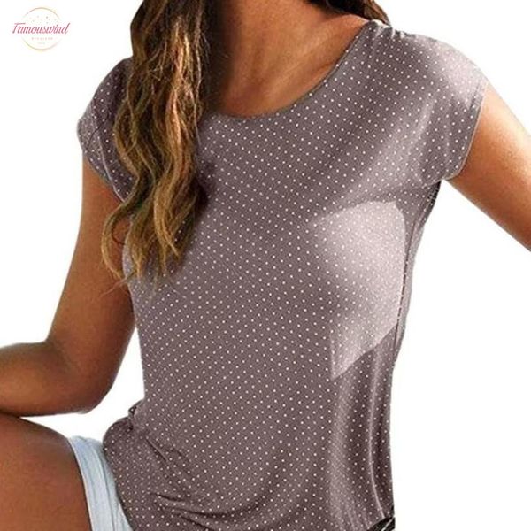 

womens and blouses casual blouses woman short sleeve shirt round neck dots blouse chemise femme haut regular femme 4.9l3, White