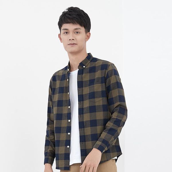 

2019 vomint мужская рубашка с длинным рукавом повседневная опрятный стиль рубашка мужская хлопок плед большой размер sc7128, White;black