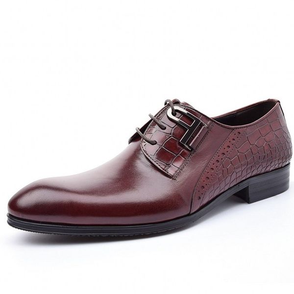 

new fashion genuine leather men shoes lace up oxford shoes for men designer cow leather dress formal js-a0065, Black