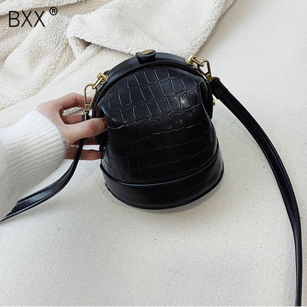 

bxx] pu leather crocodile pattern crossbody bucket bag for women 2020 fashion shoulder messenger bag lady travel handbags hk182