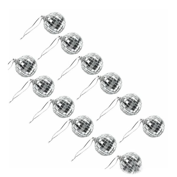 

24 pcs 1.8 inch disco ball mirror party christmas xmas tree ornament decoration with fastening strap