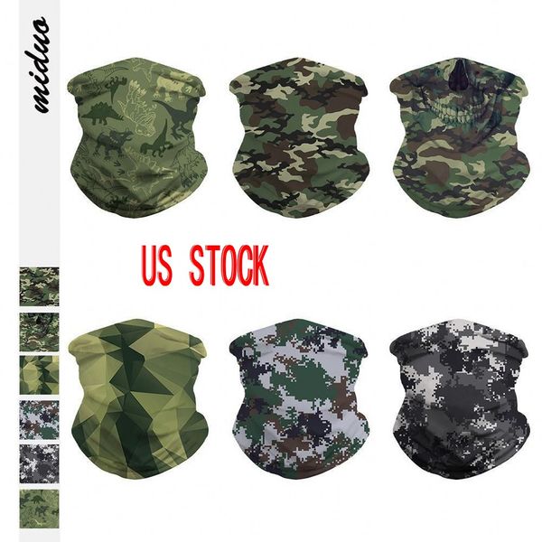

US STOCK Camo 3D printed Seamless Face Mask Mouth Cover Bandanas for Dust ,ski mask Sports Fishing Running headbands for men wome FY6005
