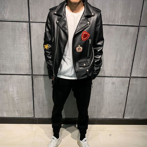 

men leather jacket male real leather jacket, Black