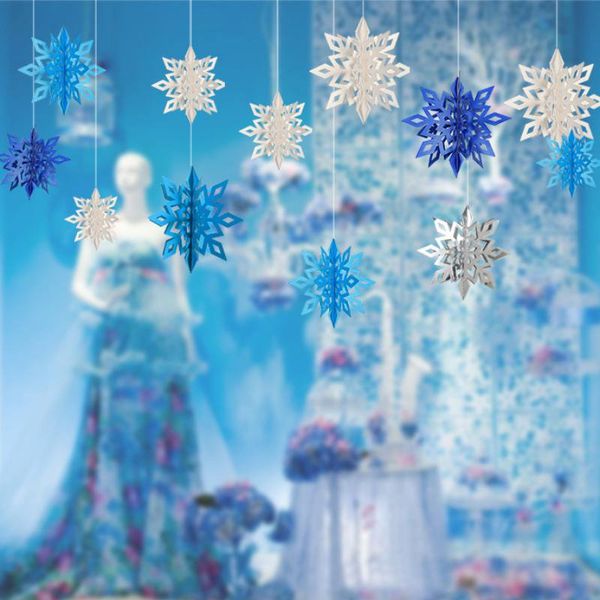 

us 6 pcs/set 3d snowflake christmas ornaments xmas room hanging decoration