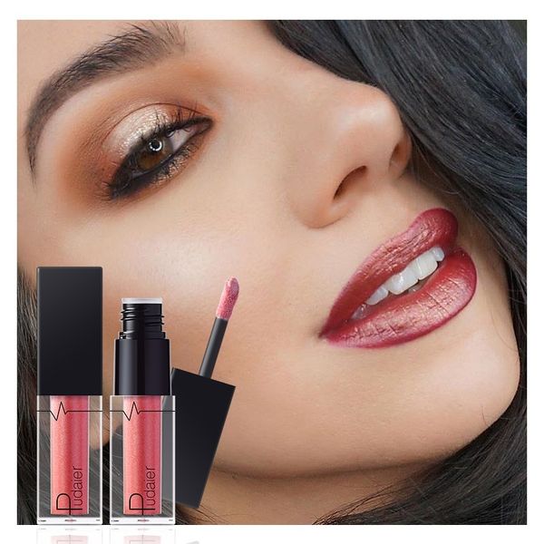 Мода Pudaier Metallic Lip Gloss Noncky Долговечное Lipgloss Полные Сексуальные Блестящие Губы Макияж Косметика