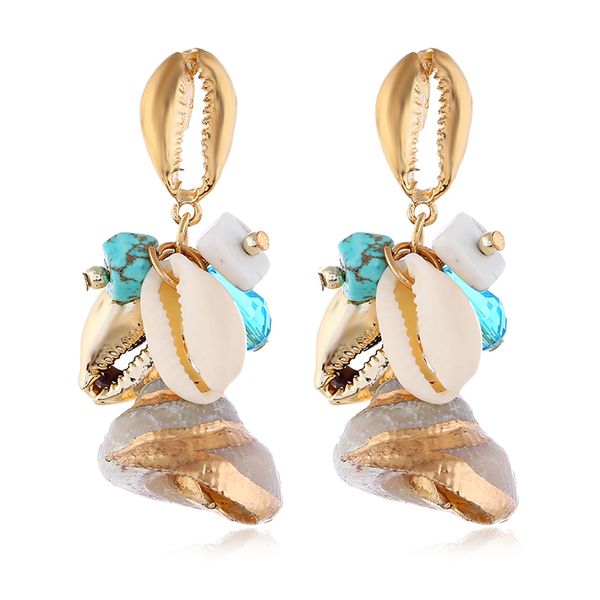 

fashion earrings alloy pendant female korea exaggerated personality vintage ethnic bohemia conch for women sweetheart lover, Silver
