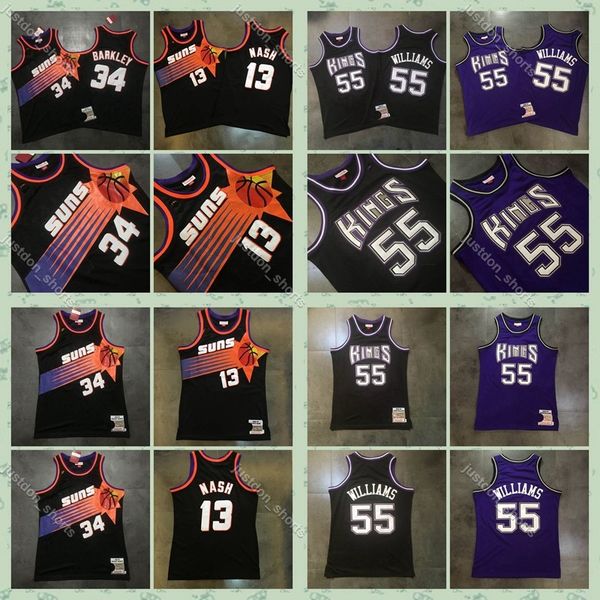 

men jason williams 1steve nash charles 34 barkley mitchell & ness black pueple 1998-99 1992-93 1996-97 hardwoods classics swingman jersey, Black;red