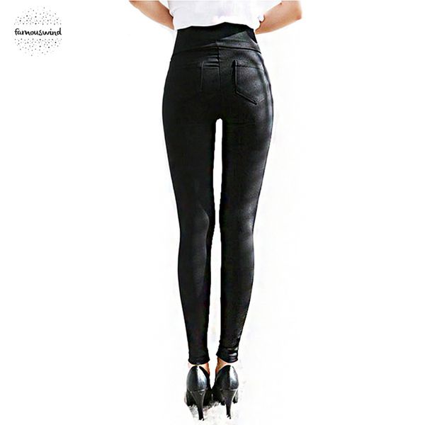 

весна лето гетры женщин способа вскользь черный упругие высокой талией карманный карандаш брюки брюки тощий тонкий женский, Black