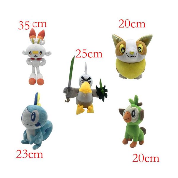 

kids toys stuffed plush toy scorbunny sobble grookey farfetch'd for baby holiday toy gifts 20-35cm