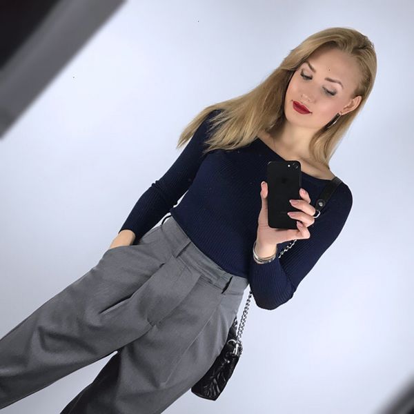 

для женщин свитера женщины дизайнерской свитер осени и зима основных женщин свитера щелевых без бретелек свитера утолщения плеча свитера, White;black