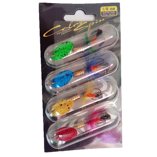 

Rompin 4pcs/set fishing Spinner Bait Lures Wobblers CrankBaits Jig Metal Sequin Trout Bass Spoon With Feather Hooks 5cm 2.15g