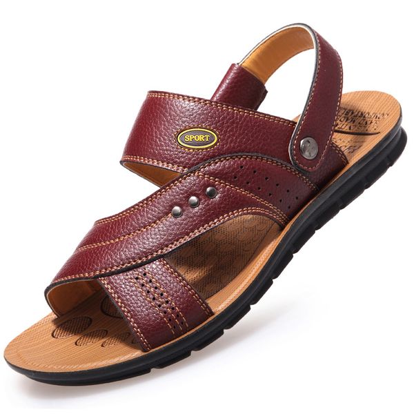 

men sandals lightweight beach sandal male shoes slippers man shoes leather flats non-slip flip flops sandalias zapatos de hombre, Black