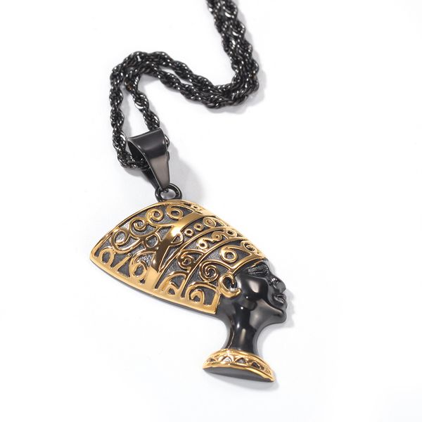 

wholesale-men hip hop egypt queen nefertiti pendant necklaces stainless steel hiphop necklace new, Silver