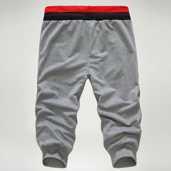 

fashion men pants solid color elastic sweatpants three quarter troursers boys casual beach pants 19ing, White;black