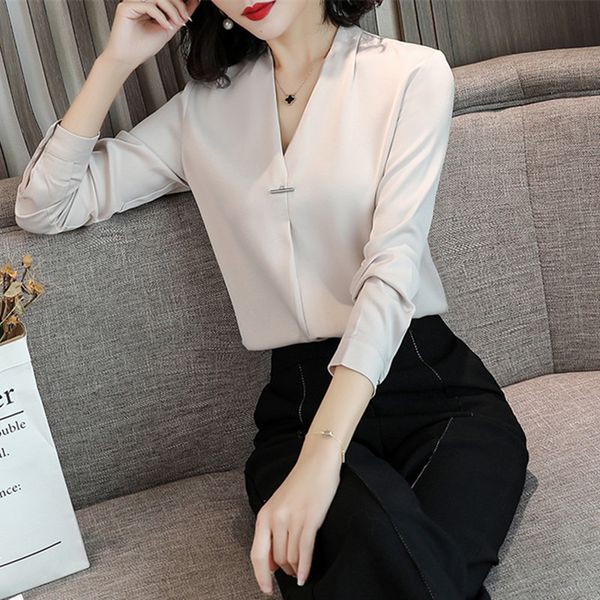 camisa blanca seda mujer