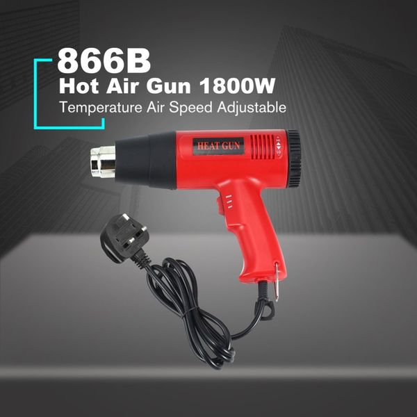

866b 1800w uk plug electric air heat gun temperature fan adjustable shrink wrap paint stripper soldering rework tool nozzle