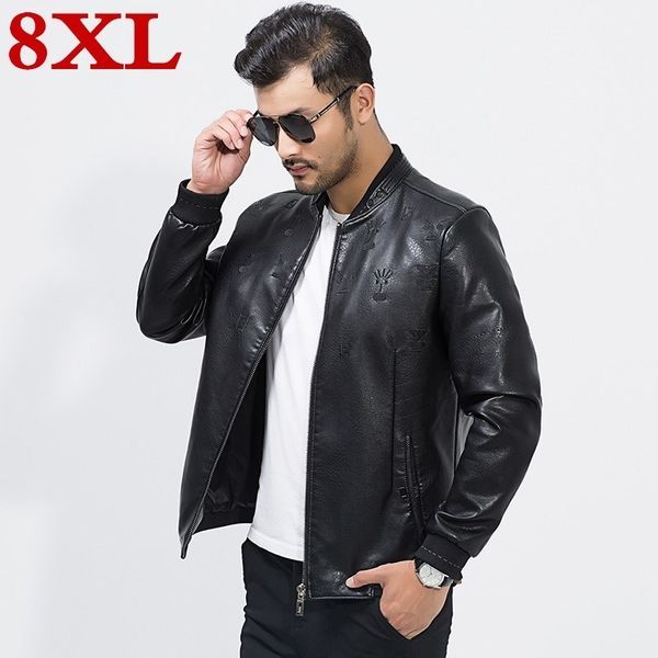 

плюс размер 8xl 7xl нового высокого качества кожаная куртка мужчины твердые мужские кожаные одежды пальто trend полушубке, Black