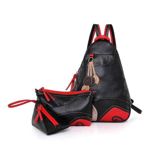 

2020 new ladies backpack small backpack three-piece ladies back pack small women