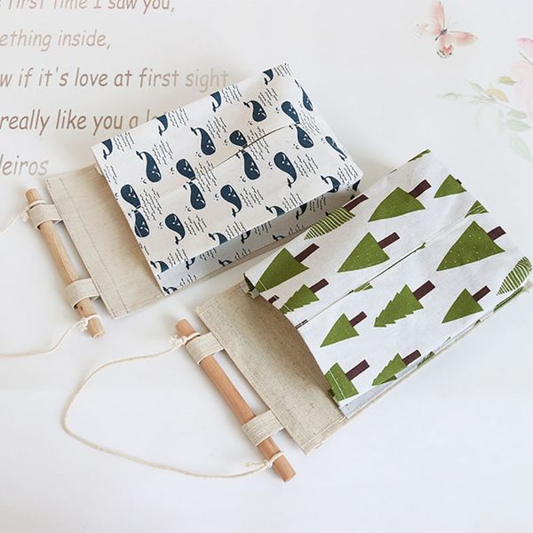 

bathroom wall mounted hanging storage bag linen fabric convenient hanging pocket tissue case storage organizer