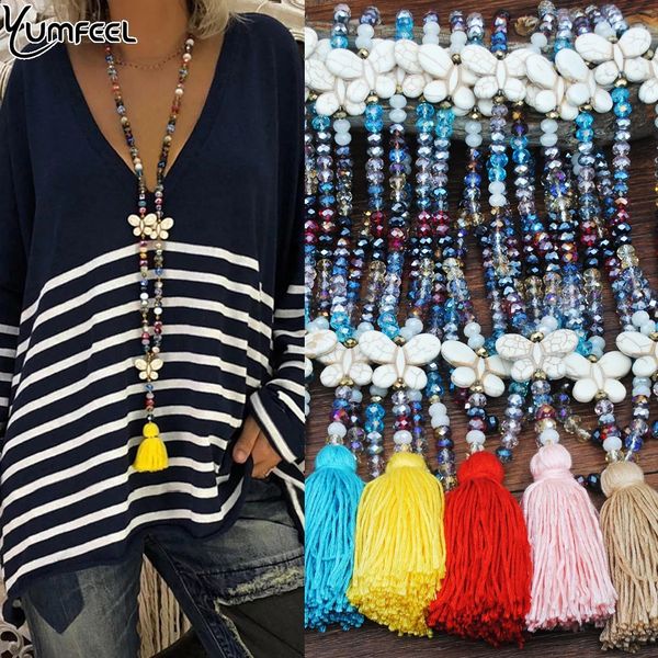 

yumfeel brand new bohemian jewelry necklace handmade glass crystal beaded necklace women gifts, Silver