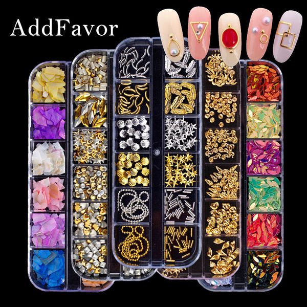 

addfavor nail rhinestones sequins studs pearls beads strass stone diy decoration jewelry accessories for nails art manicure, Silver;gold