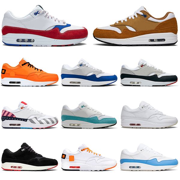 

2019 vintage running shoes 87 men women 1 puerto rico parra bred white university blue 87s designer mens trainers sports sneakers size 36-45, White;red