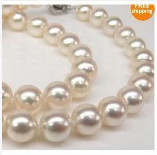 

genuine 8-9mm white south sea akoya pearl necklace 18" 14k, Silver