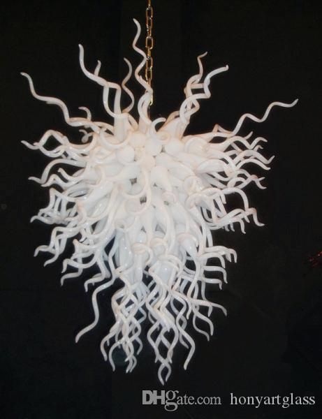 

Wholesale Price Contemporary Art Glass Chandelier Bright White Wedding Decor 100% Hand Blown Glass LED Chandelier light Fixture
