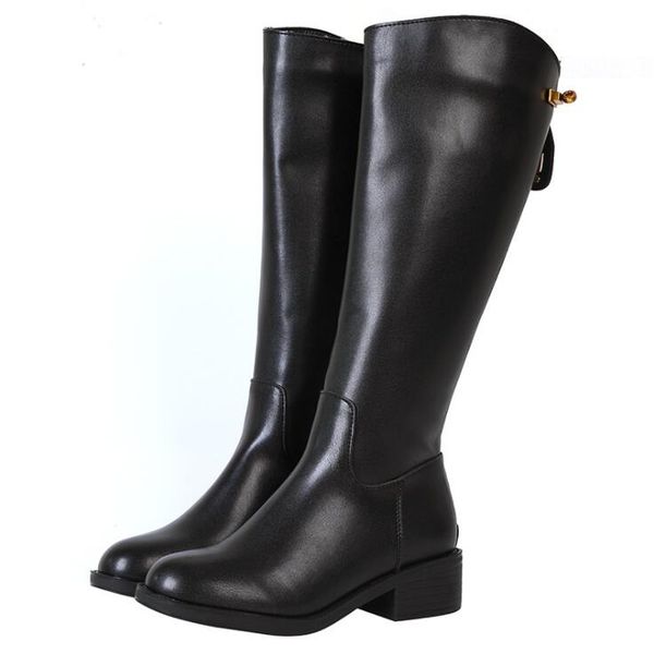 

2020 fashion casual women knee boots warm and plush long tube heel knight boots martin boots non slip rubber thick bottom zip j8866-2, Black