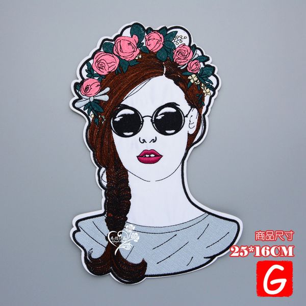 

gugutree embroidery big belle girl patch animal patches badges applique patches for clothing dx-189, Black