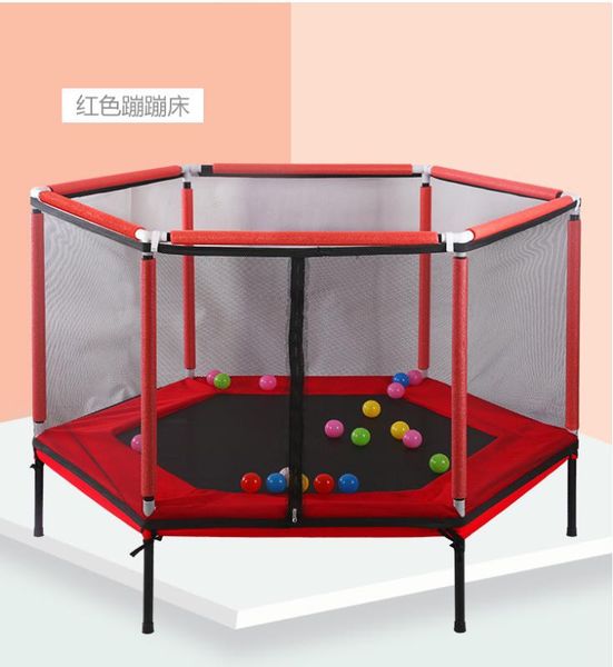 

trampolines children's hexagonal trampoline indoor small outdoor jumping bed foldable with protective net