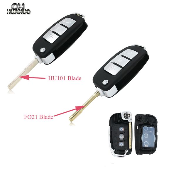 

modified 3 button flip remote car key case shell fob for focus mondeo c max s max fiesta galaxy with fo21/hu101 uncut blade