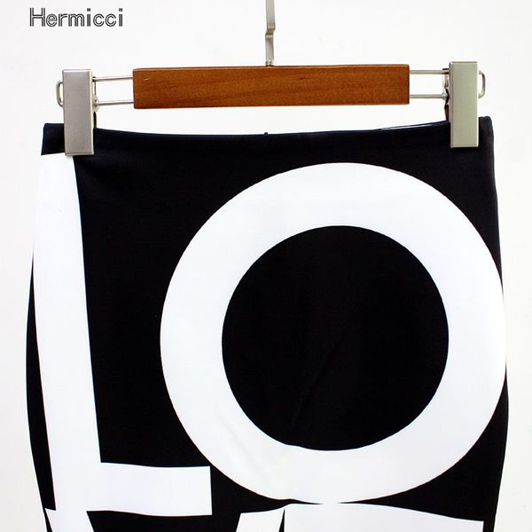 

hermicci 2017 summer autumn new women slim skirts knee length runway pencil skirt high waist printed bodycon wrap skirts, Black