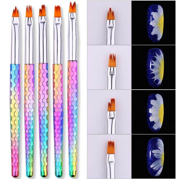 

uv gel brush liner nail drawing pen acrylic colorful painting pen nail art tool brush non-slip handle 8 shapes heads for choose, Yellow