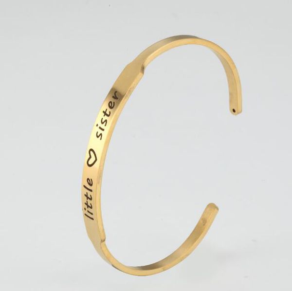 Edelstahl-Mode-Armband-Manschette Armreif-Geschenke für kleine Schwesterfamilienfreund-Geschenk für Frauen Mädchen