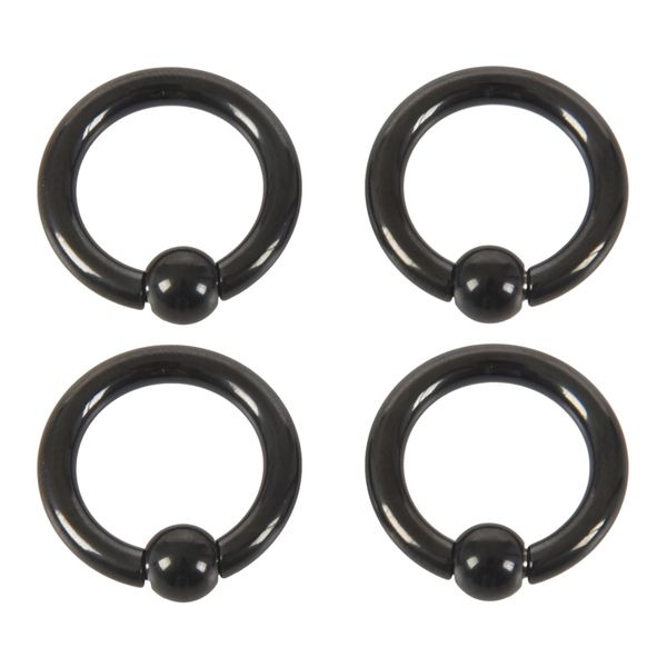 

2 lot pair of black steel eazy captive bead ear rings bcr stud piercing jewelry size:6gauge x 1/2inch(12mm) & 6gauge x 5/8inch(1