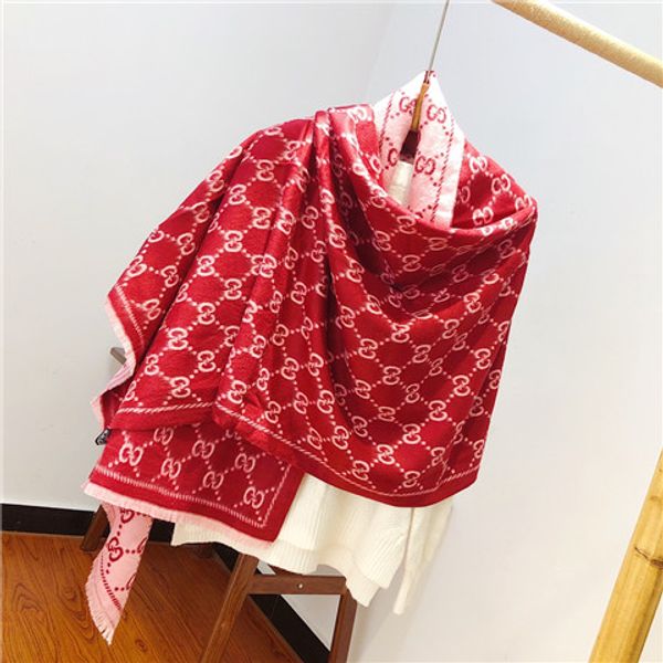 

winter logomania shine scarf wool silk scarf women and men two side black red silk wool long scarfs flower scarves shawls, Blue;gray