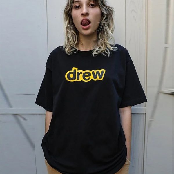 

brand fashion luxury designer men drew house sceret tee justin justin baber lu han guan xiaotong celebrity inspired short sleeve t-shirt, White;black