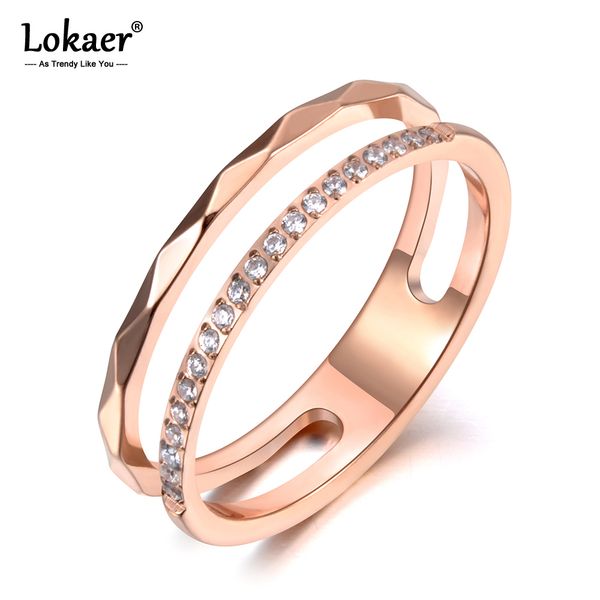 

lokaer титана из нержавеющей стали вырезать лицо кольцо модные mosaic cz хрустальные розовое золото обручальные кольца ювелирные изделия для