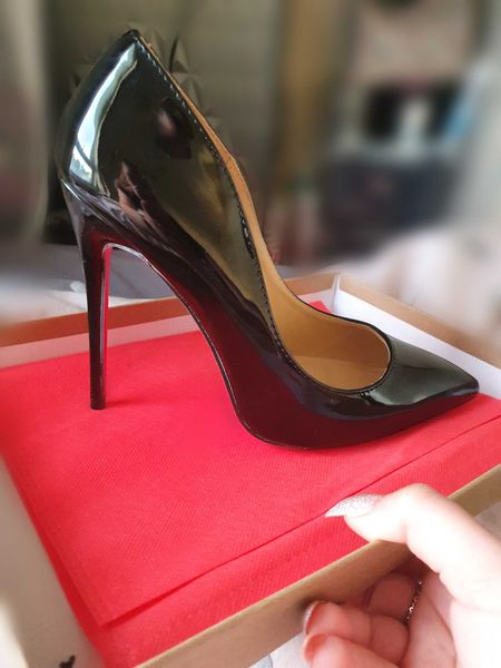 

2020 women shoes red bottoms high heels pointed toe red sole 6cm 8cm 10cm pumps come with logo dust bags wedding shoes 688, Black