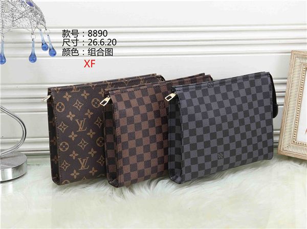 

fashion personality letter lattice business document clutch bag information bag men and women storage convenient handbag designer w75