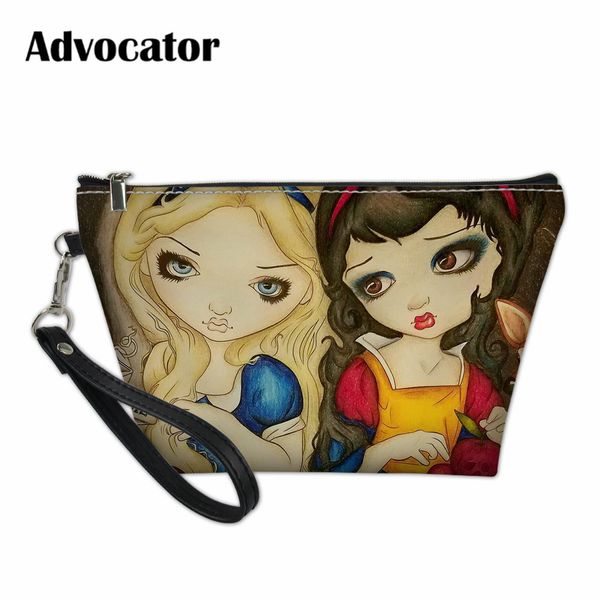 

advocator мультфильм дьявол девушка pattern косметички туалетная сумка женщины молния косметичка организатор путешествия cosmetiquero mujer
