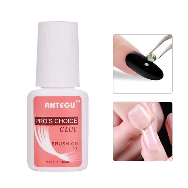 

7g fast drying nail glue for false nails glitter acrylic decoration with brush false nail tips design care tools, Red;pink