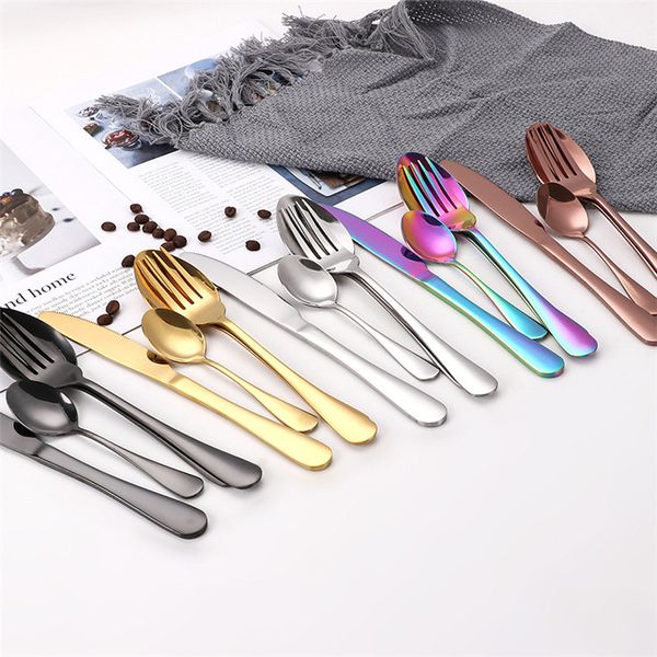 

4pcs cutlery set dinnerware set with silverware flatware set dishwasher safe stainless steel knife fork spoon tableware wholesale