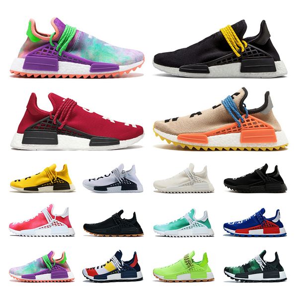 

with box human race pharrell williams mens trainers black nerd holi orange men women running shoes outdoor sports sneakers size 36-45