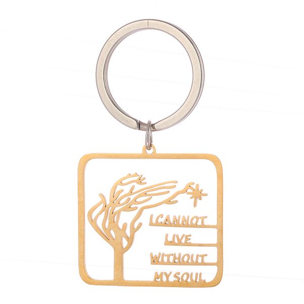 

printed i cannot live with my stylish geometric keychain, Silver